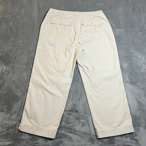 Eddie Bauer Mid Rise Cropped Straight Leg Cotton Khaki Pants Size 8 Outdoors - Picture 2 of 12